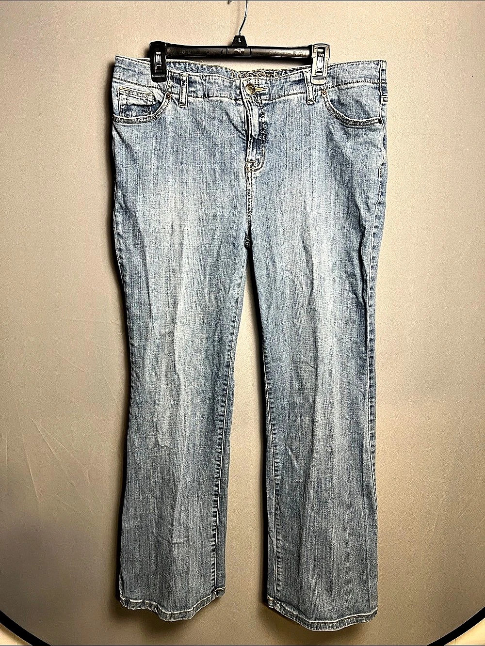 Lands' End Women's 16 Boot Cut Jeans Blue Denim Mid Rise Stretch